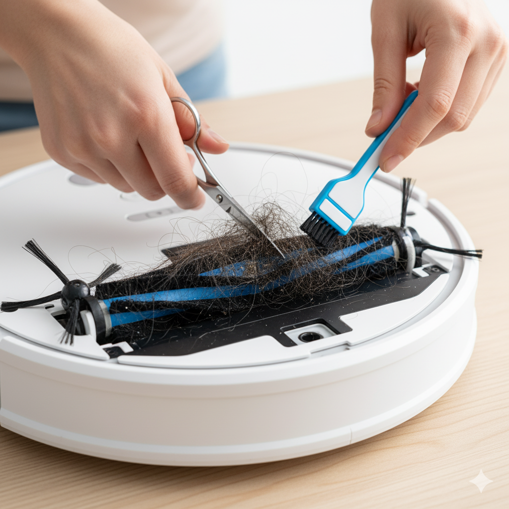 vệ sinh chổi quét cho robot hút bụi